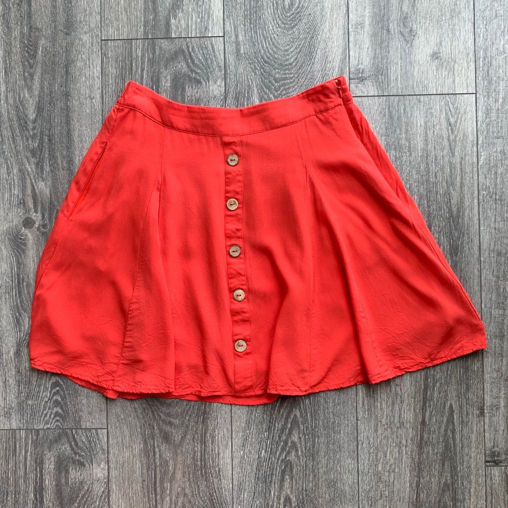 MODCLOTH orange button front mini skirt